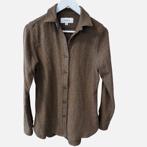 ANIAN Cotton Blend Brown Button Front Long Sleeve Shirt Made in Canada Women XS